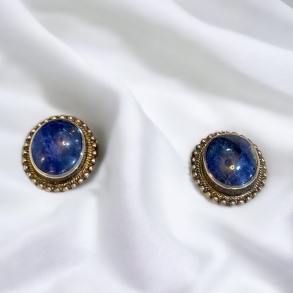 Vintage Lapis Sterling Silver Earrings